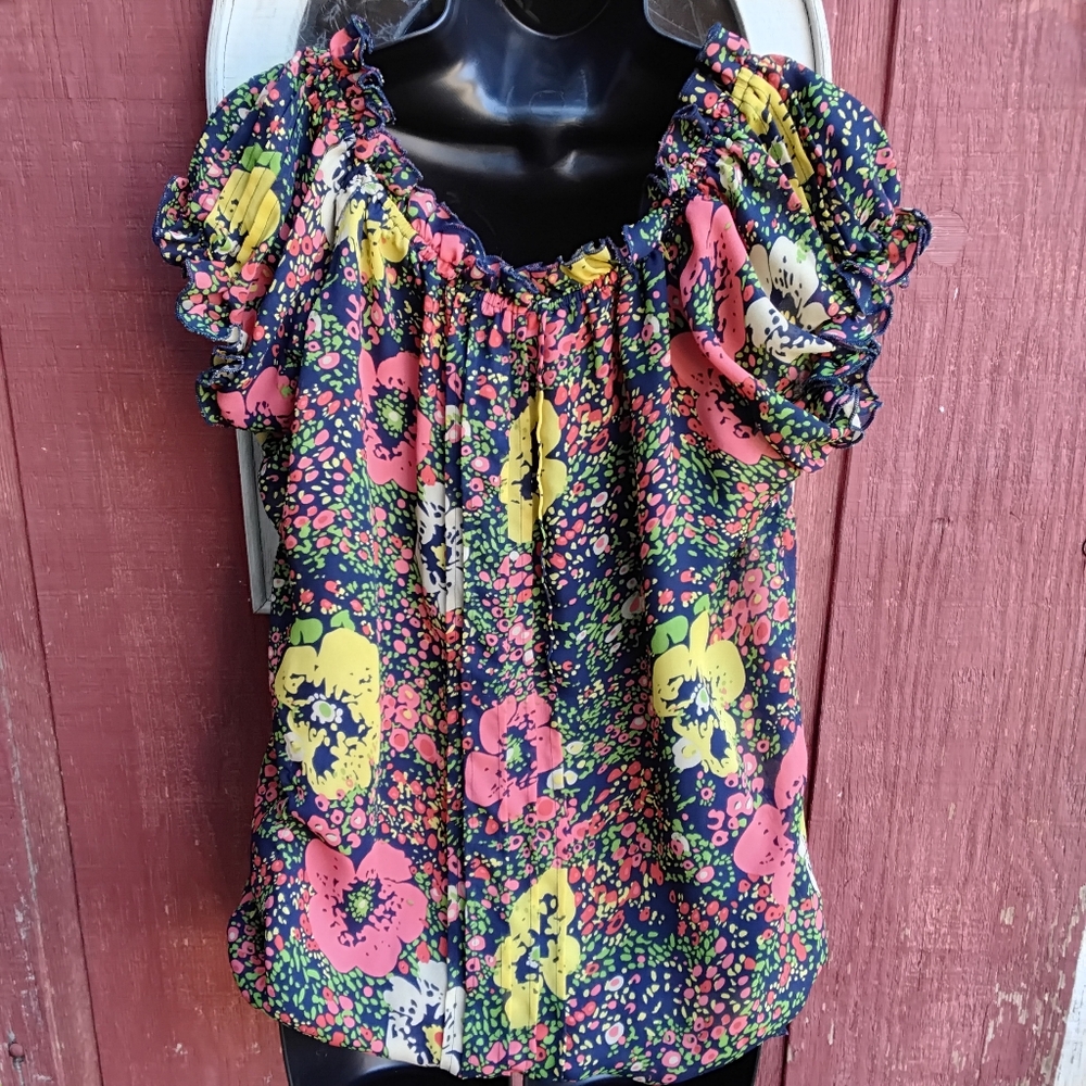 Floral Peasant Blouse (Sheer) - Picture 2 of 9